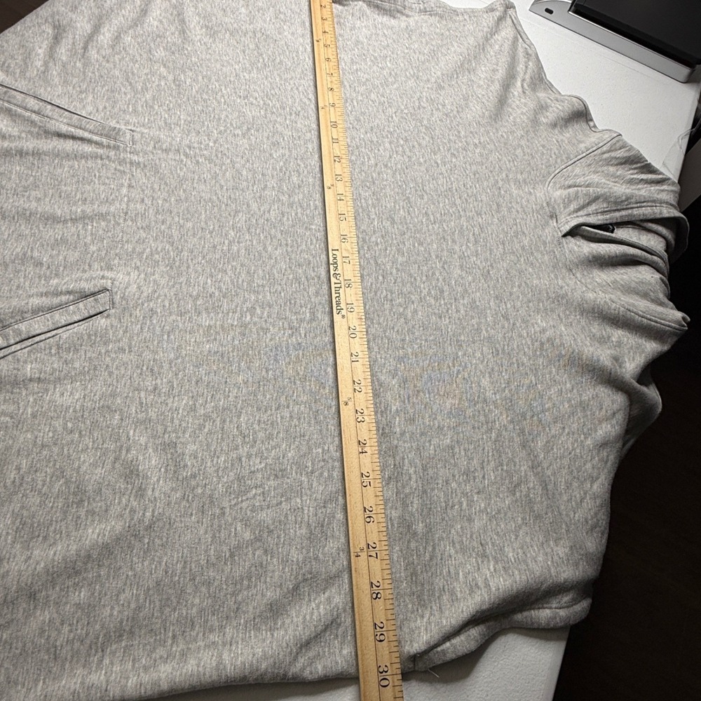 Eileen Fisher 3X Gray Hooded Poncho Top Short Sleeve Pullover Pockets - Picture 6 of 9